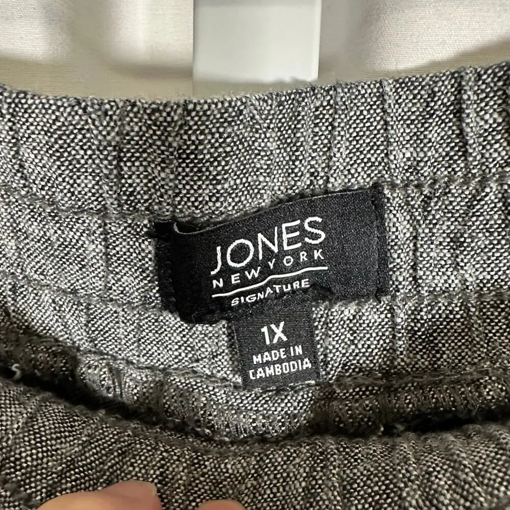 Jones New York Black Heathered Linen Pants Plus Sz 1X‎ Career Essential